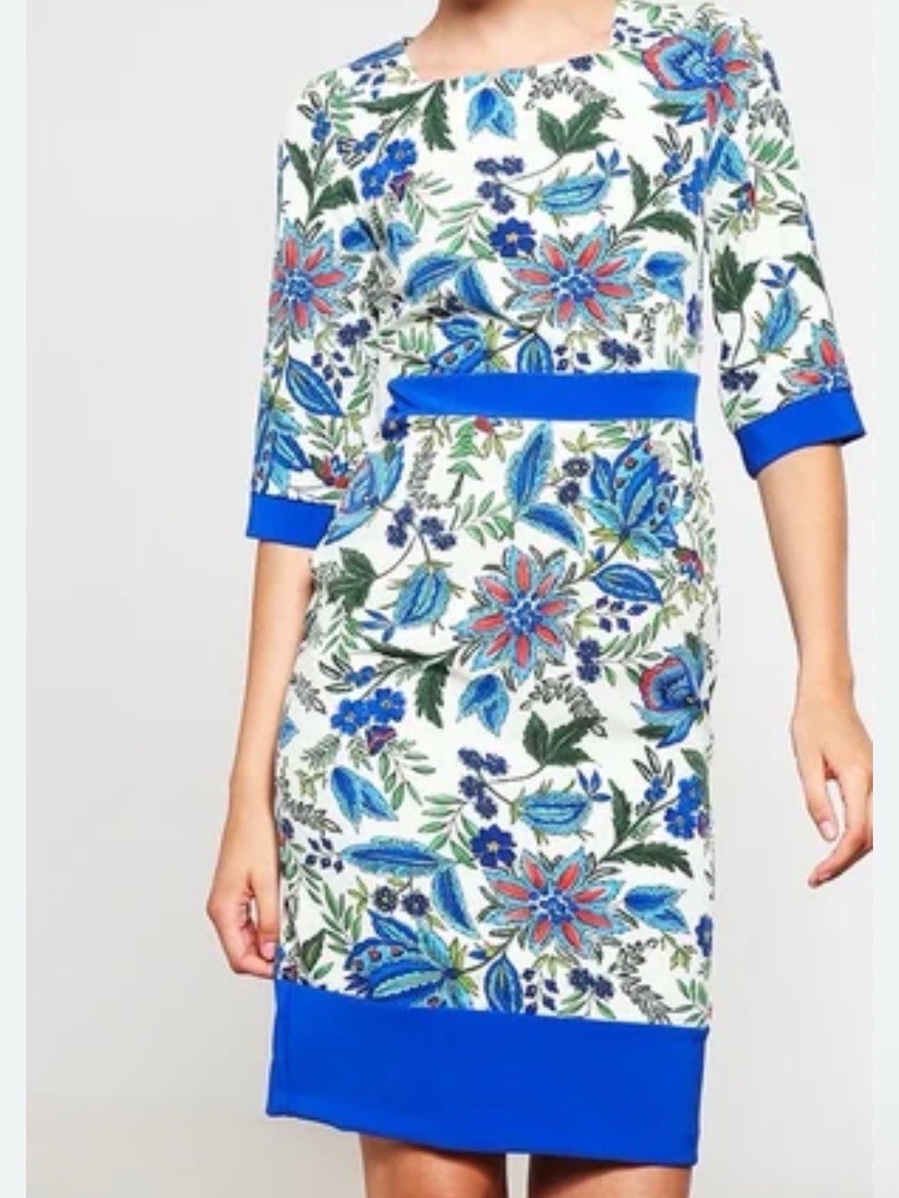 Closet London Floral Dress with Blue Trim size 8